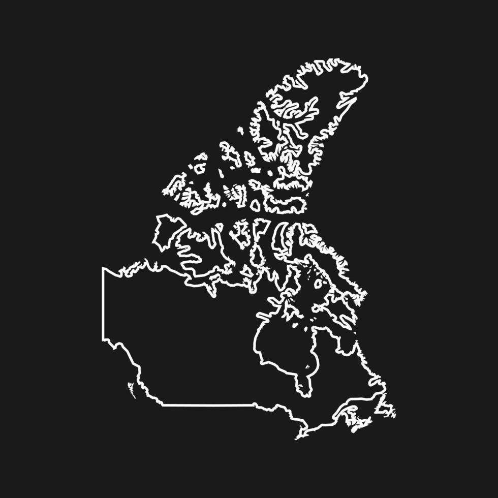 mappa del canada su sfondo nero vettore