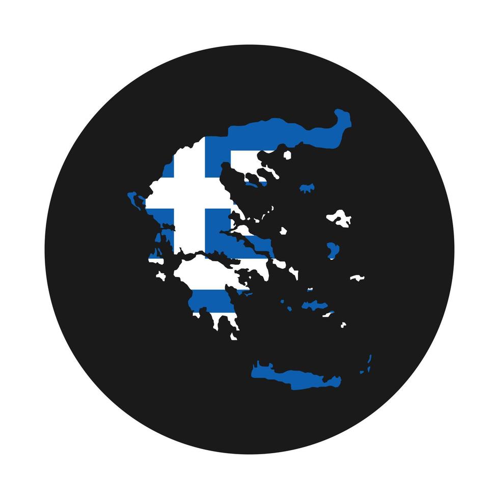 silhouette mappa grecia con bandiera su sfondo nero vettore