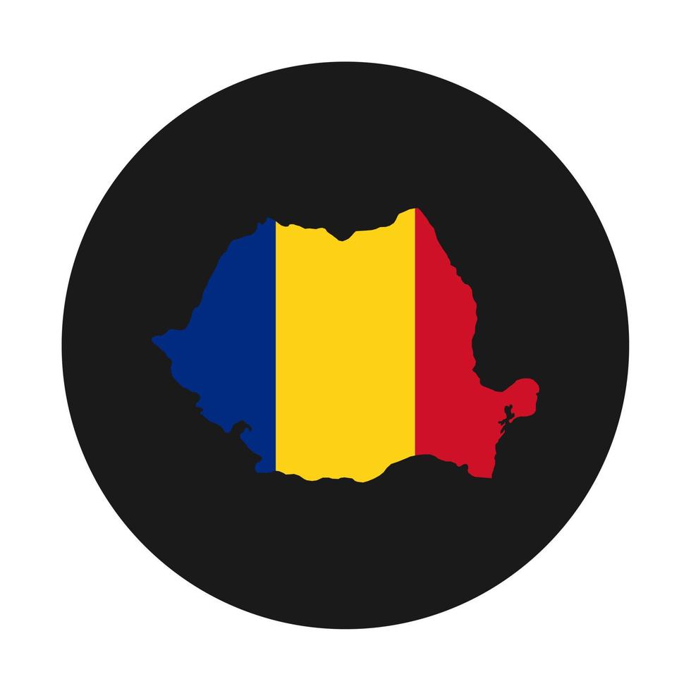 Romania mappa silhouette con bandiera su sfondo nero vettore