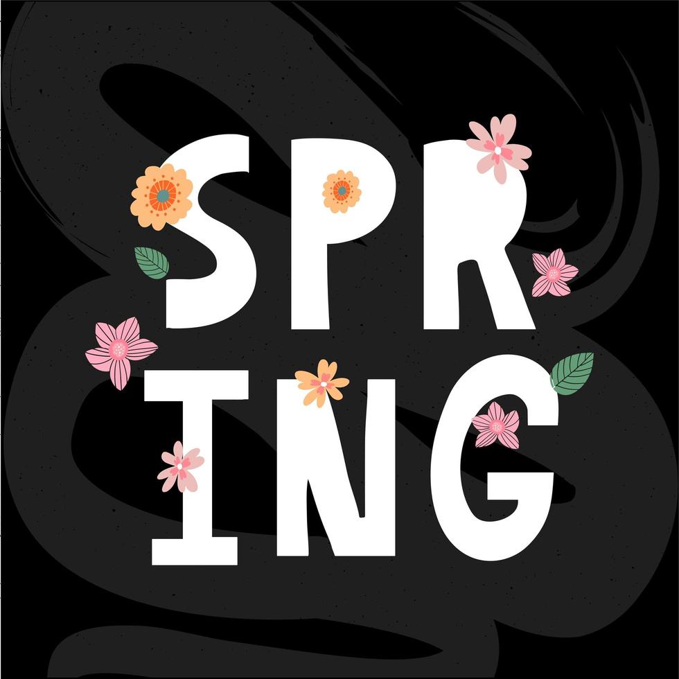 ciao logotipo a mano primavera, icona tipografia badge. lettering stagione primaverile con foglia per biglietto di auguri, modello di invito. retrò, vintage lettering banner poster modello sfondo, vendita, offerta vettore