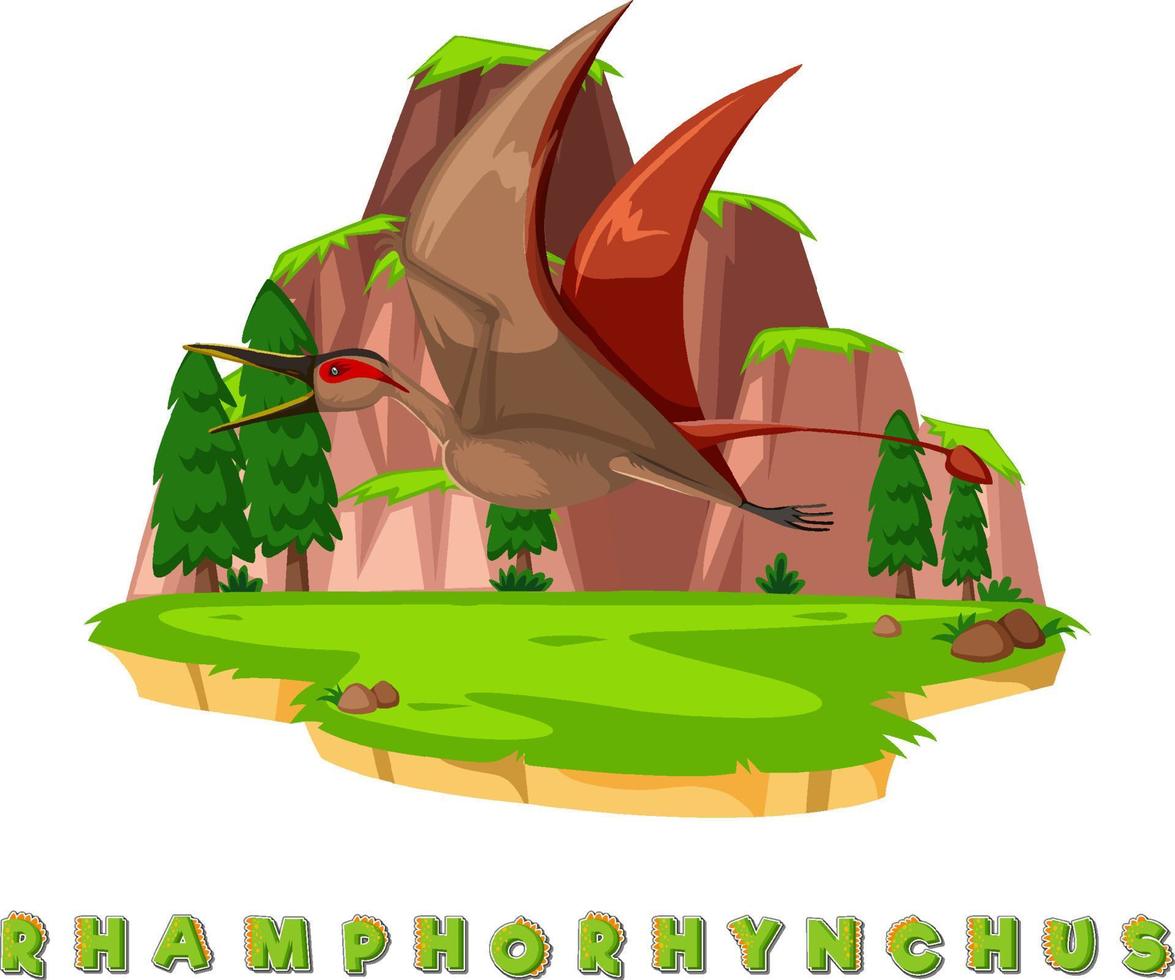 wordcard dinosauro per rhamphorhynchus vettore