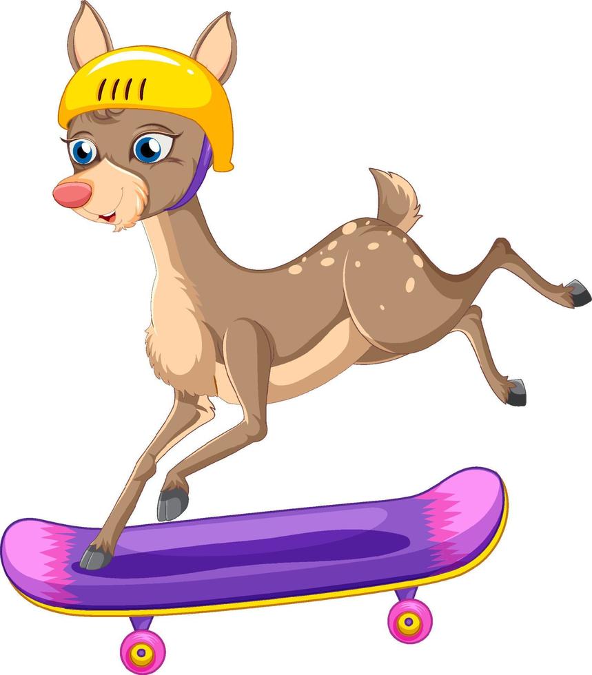 cervo che gioca a cartone animato di skateboard vettore