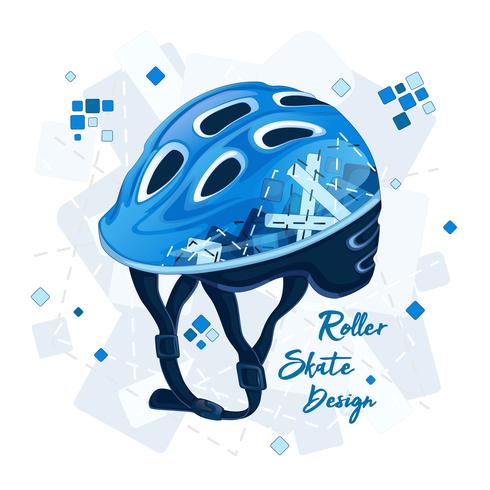 Casco blu con motivo geometrico per super scooter. Moda sportiva per giovani, design primaverile. Illustrazione vettoriale