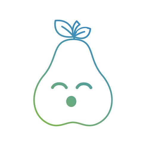 linea kawaii cute happy pear fruit vettore