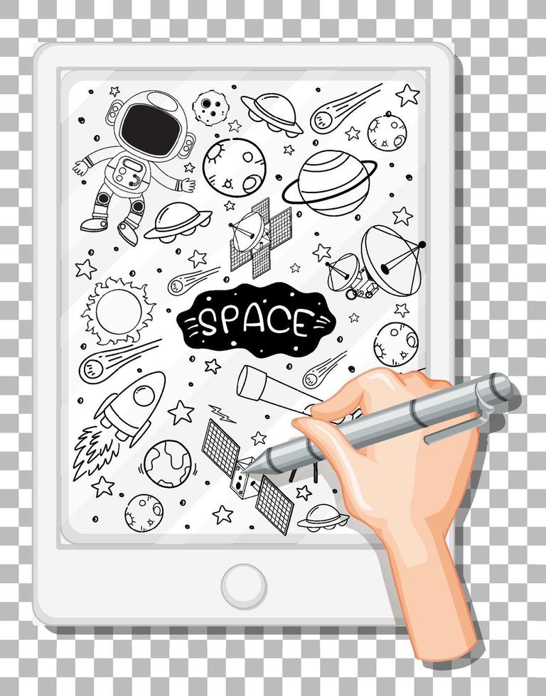 doodle disegnato a mano dell'icona dello spazio vettore