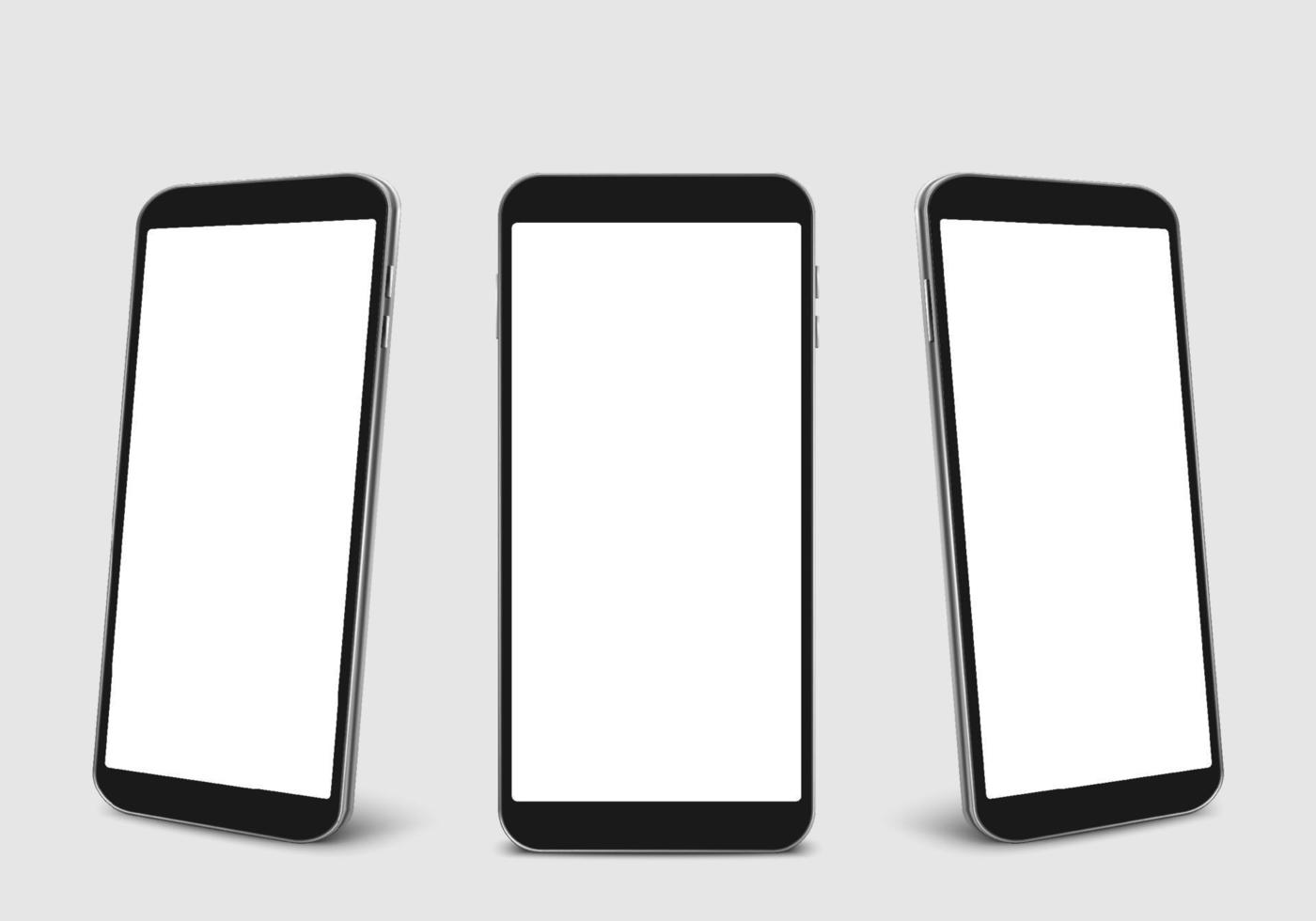 set di mockup per smartphone nero isolato su sfondo. moderna collezione di telefoni cellulari con spazio di copia. illustrazione vettoriale di tecnologia