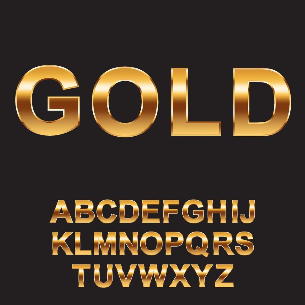 collezione di alfabeto dorato. set di testo oro realistico. illustrazione vettoriale