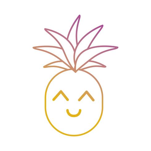 linea kawaii cute happy ananas fruit vettore