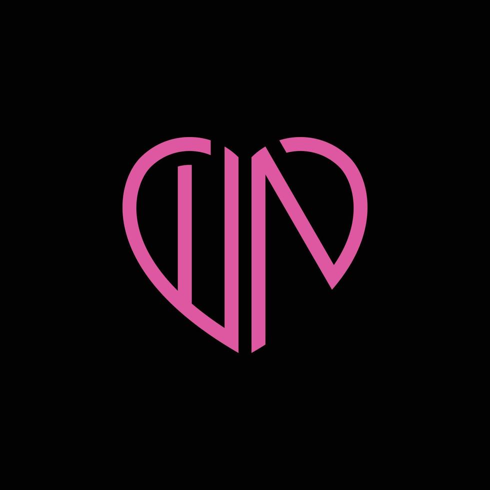 lettera iniziale wn amore cuore logo design vector