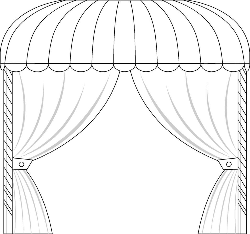 carattere di doodle di tenda in bianco e nero vettore