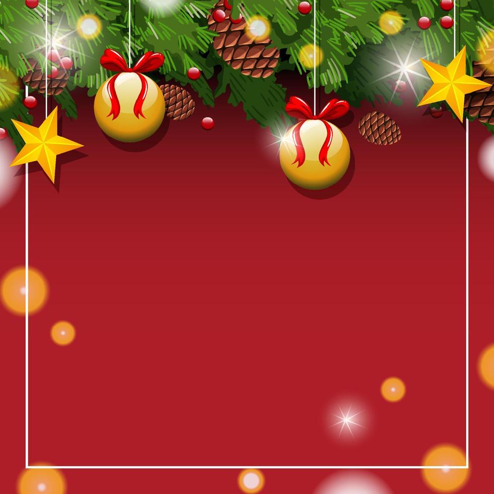 banner vuoto in tema natalizio con ornamenti vettore