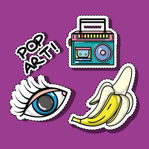 scenografia moda pop art patch vettore