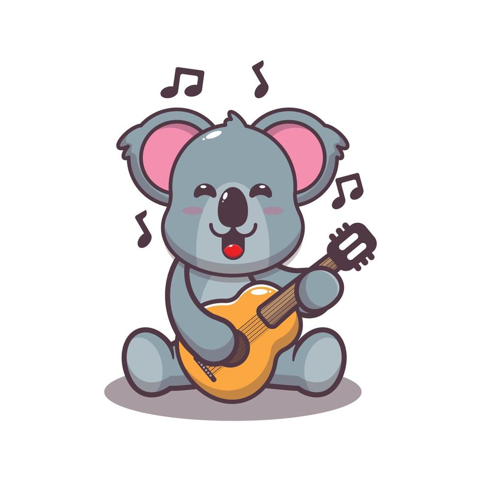 carino koala suonare la chitarra fumetto illustrazione vettoriale