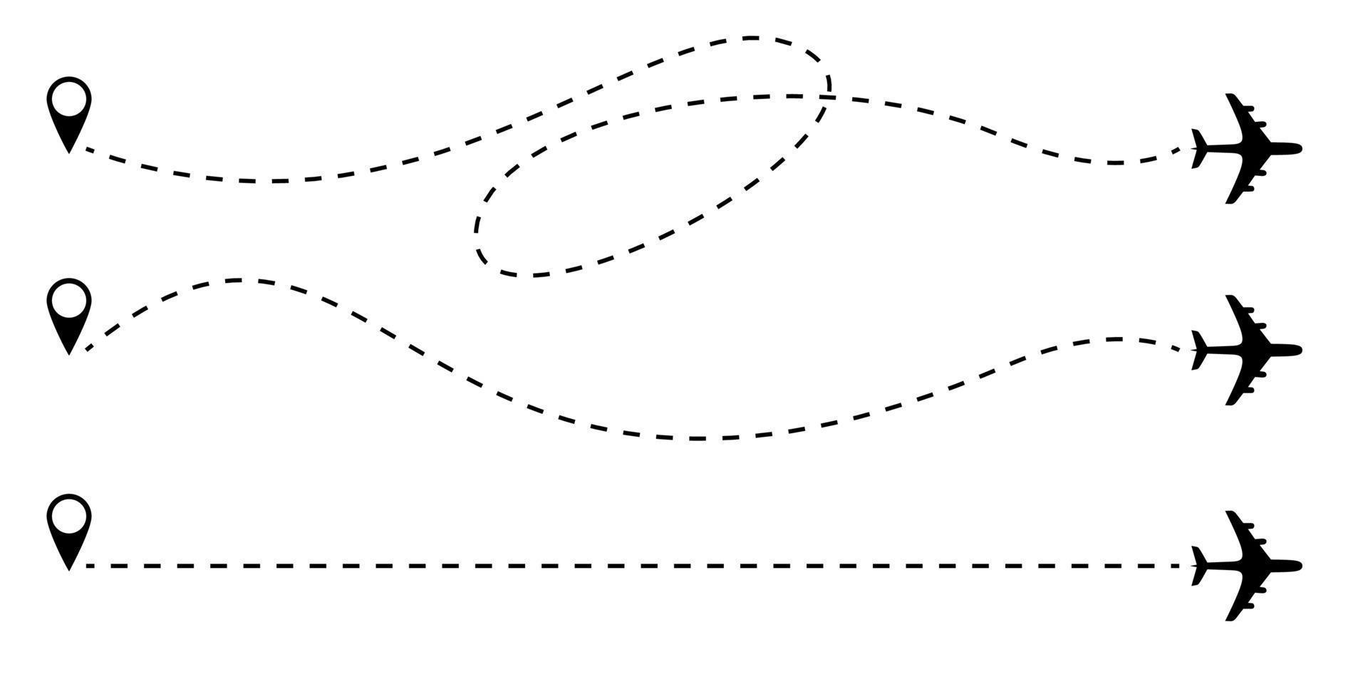 linee tratteggiate del percorso dell'aeroplano. vettore