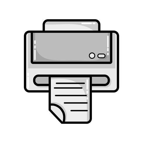 tecnologia della macchina per stampante in scala di grigi con documento commerciale vettore