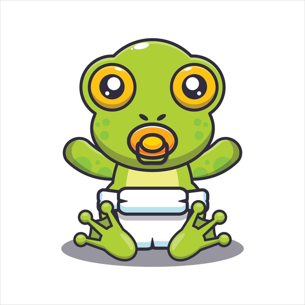 illustrazione di vettore del fumetto della rana del bambino sveglio