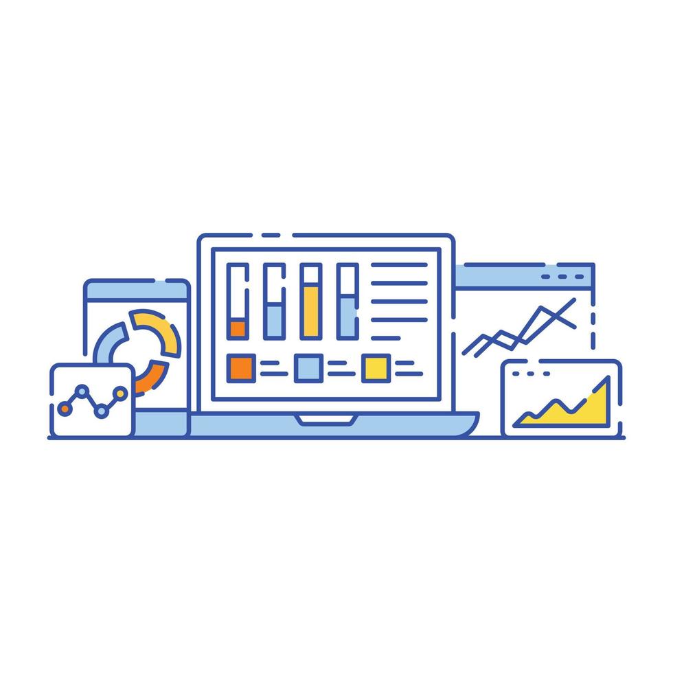 applicazione di analisi in design piatto illustrazione, vettore modificabile