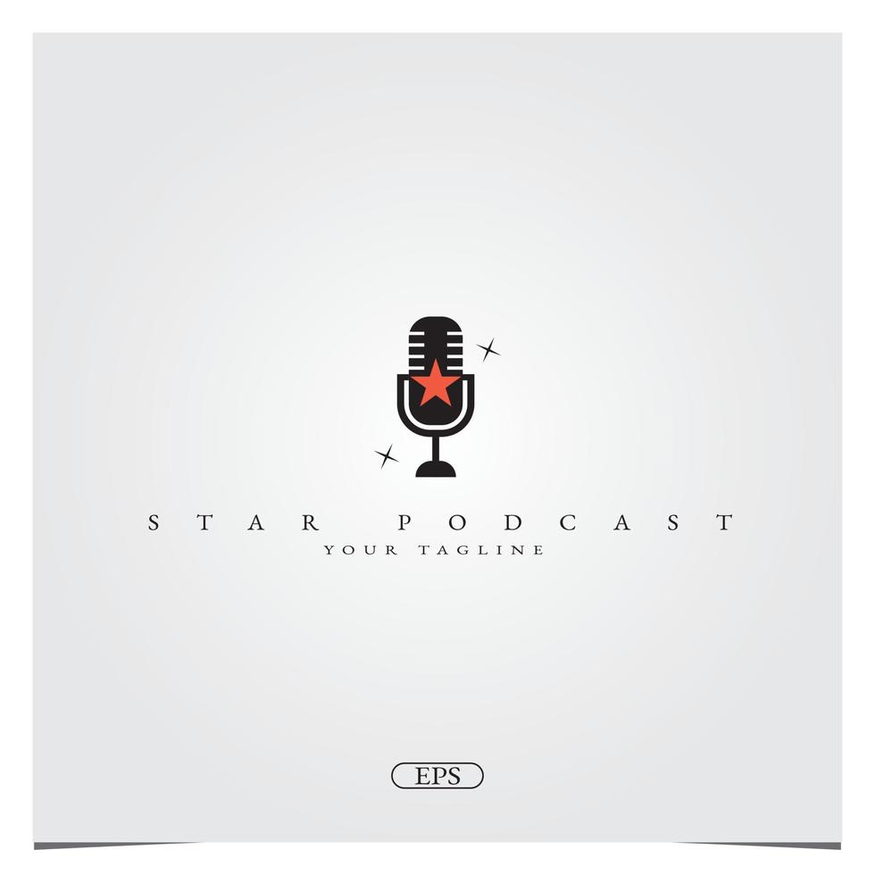 microfono a stella semplice per podcast radio registrazione logo design logo premium elegante modello vettoriale eps 10