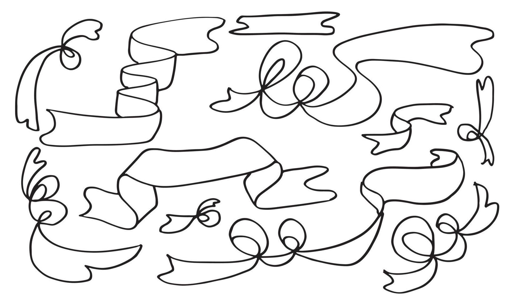 set di bandiere banner doodle disegnate a mano su sfondo bianco. vettore