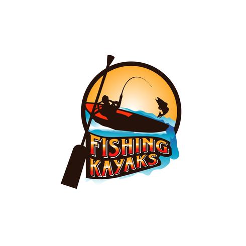 Logo di kayak da pesca vettore