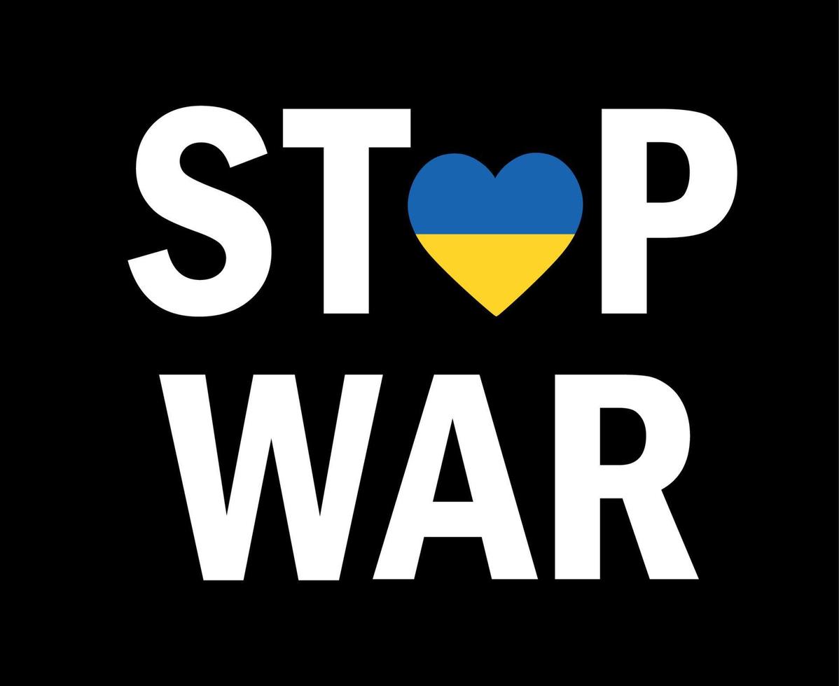 fermare la guerra in ucraina emblema icona cuore simbolo astratto illustrazione vettoriale con sfondo nero