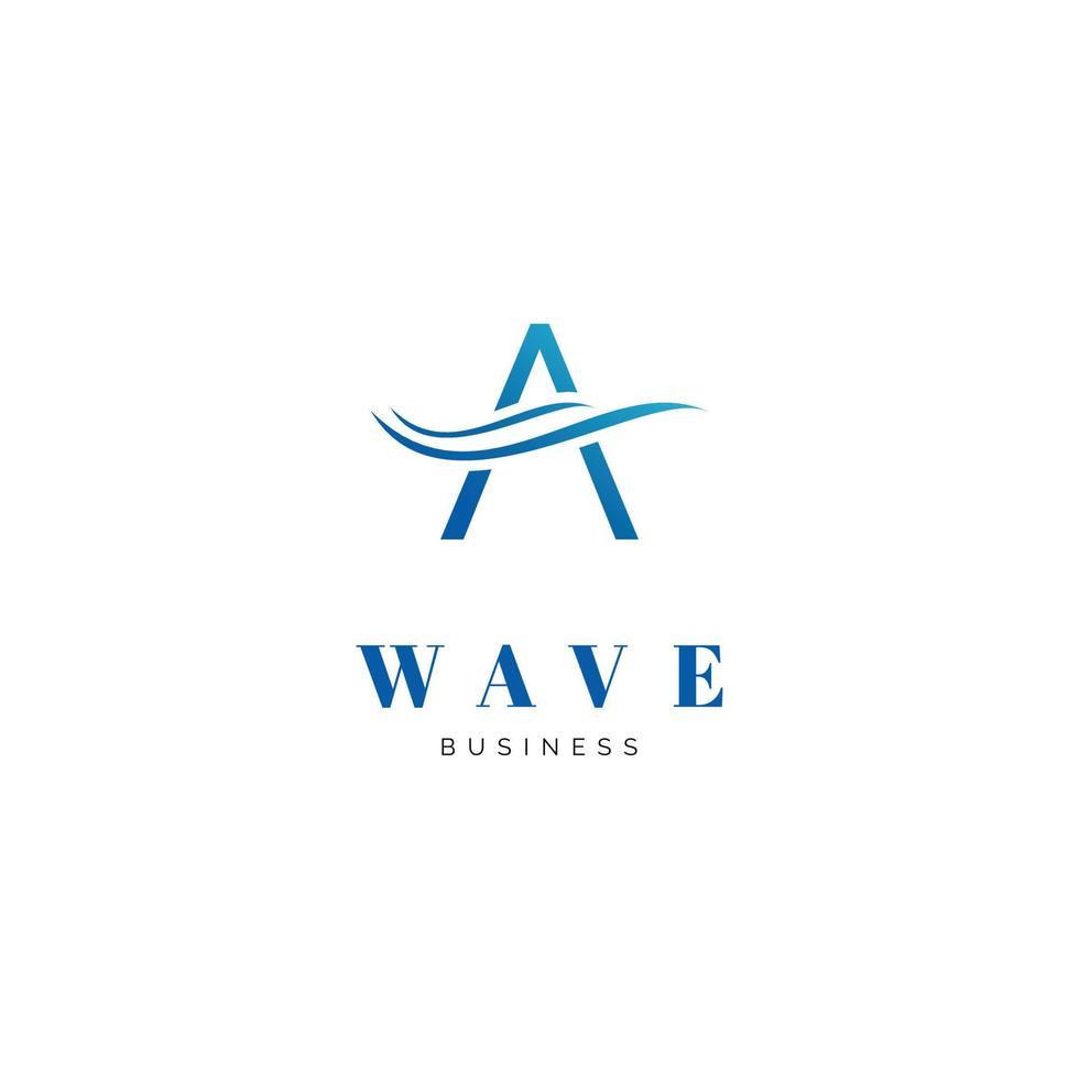 lettera iniziale un ispirazione per il design del logo dell'icona dell'onda del mare vettore