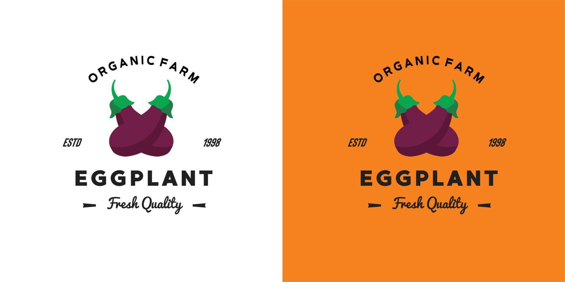 illustrazione grafica vettoriale di melanzane fresche viola buono per melanzane logo vintage migliore qualità fattoria biologica prodotti alimentari al dettaglio