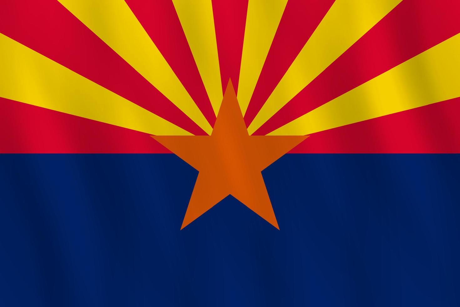 bandiera dello stato americano dell'arizona con effetto sventolante, proporzione ufficiale. vettore