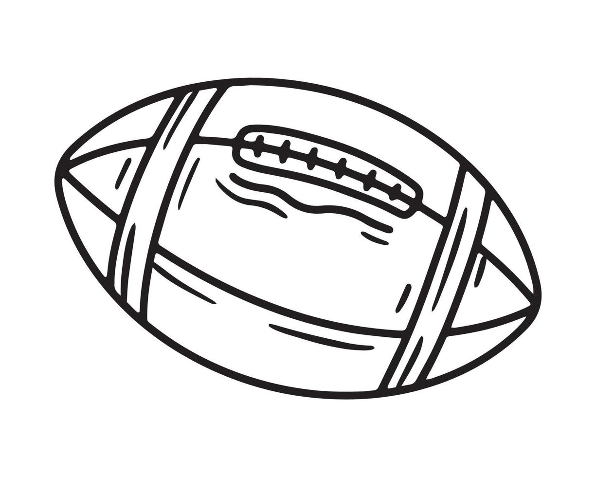 icona di vettore lineare della palla di rugby di football americano nello stile di abbozzo di doodle. attrezzatura sportiva.