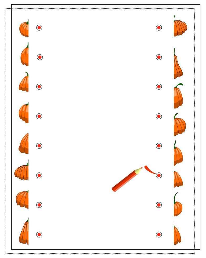 un gioco logico per i bambini trova la metà giusta delle zucche vettore