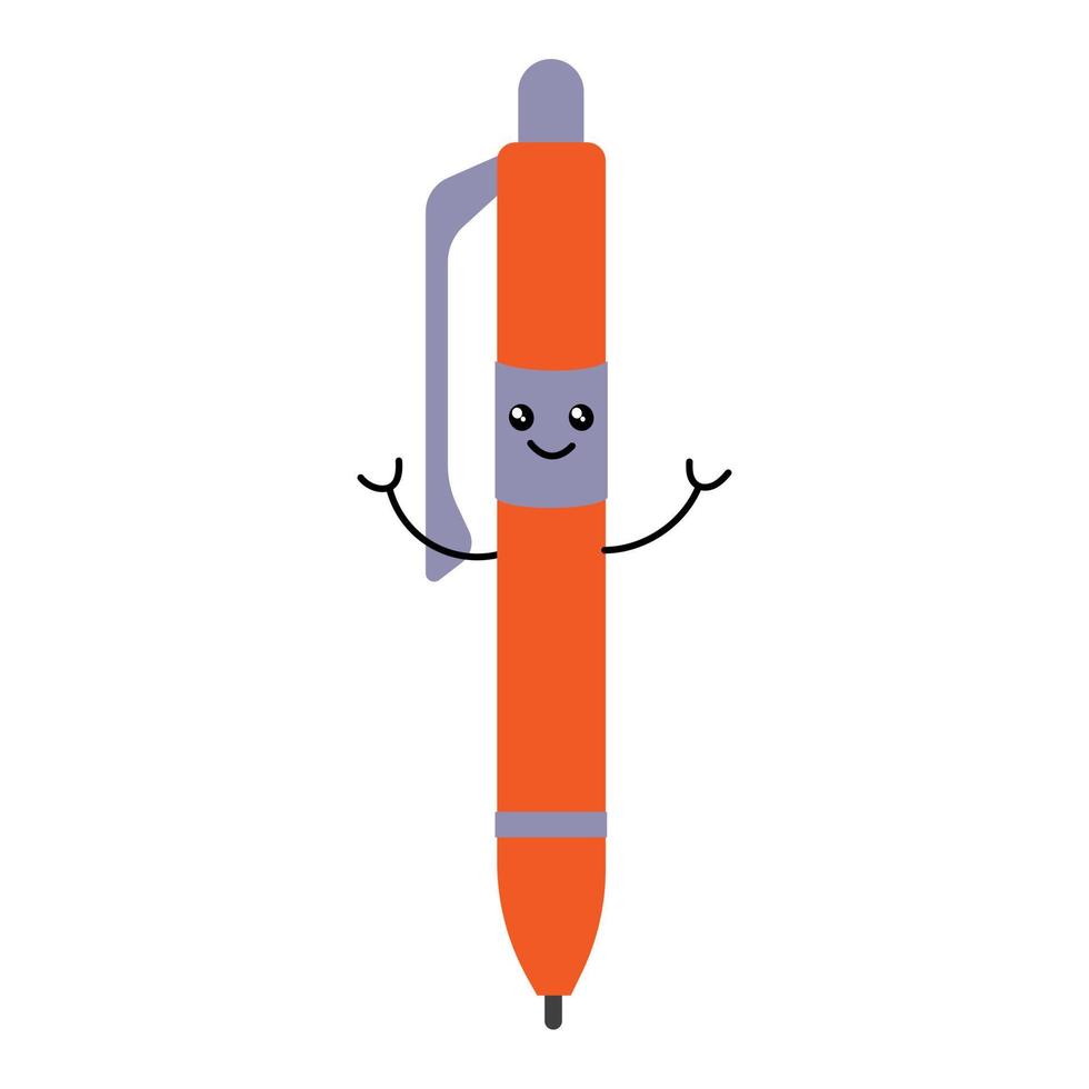 illustrazione della penna kawaii simpatico cartone animato isolata su sfondo bianco. vettore
