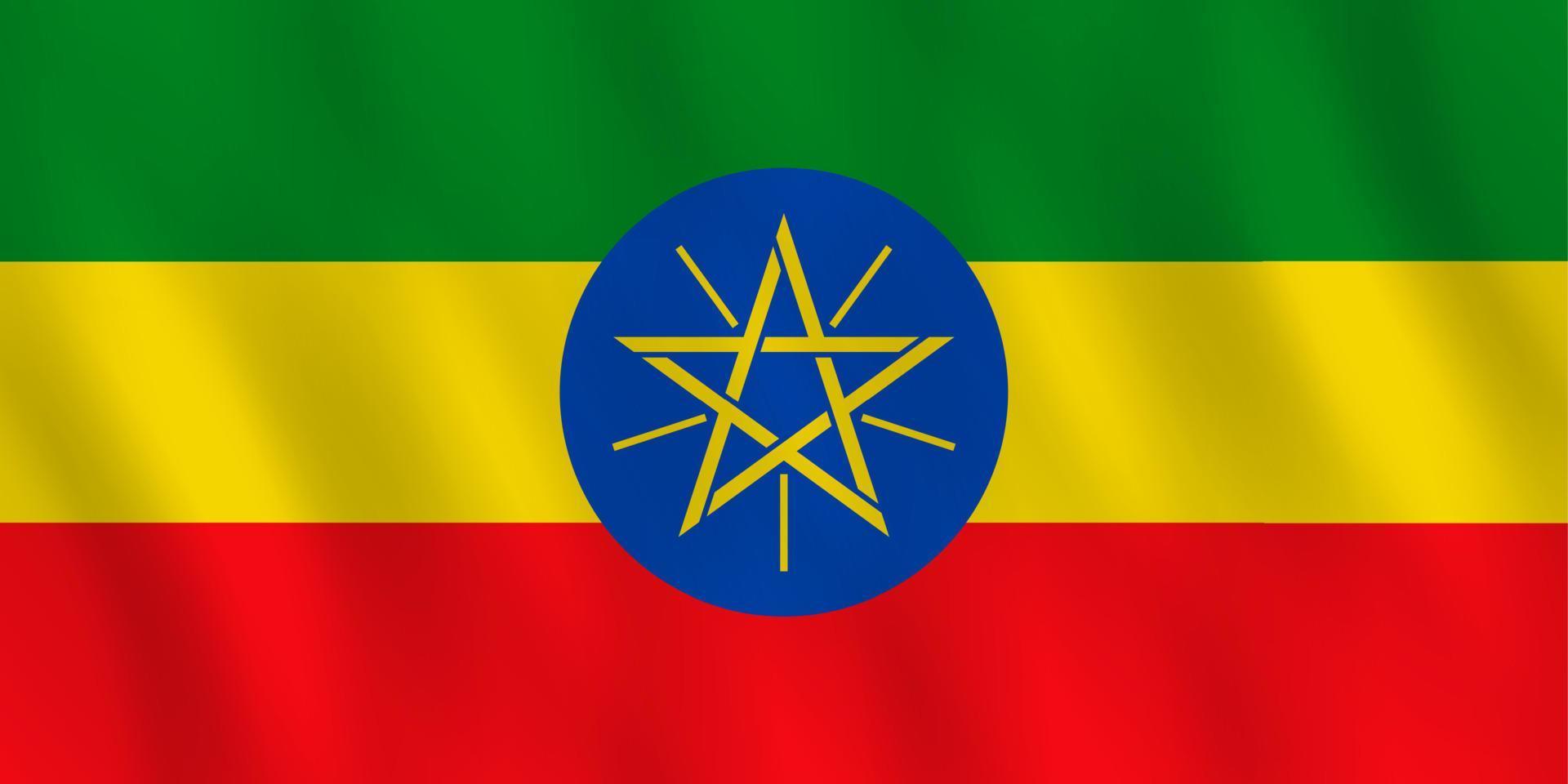 bandiera dell'Etiopia con effetto sventolante, proporzione ufficiale. vettore