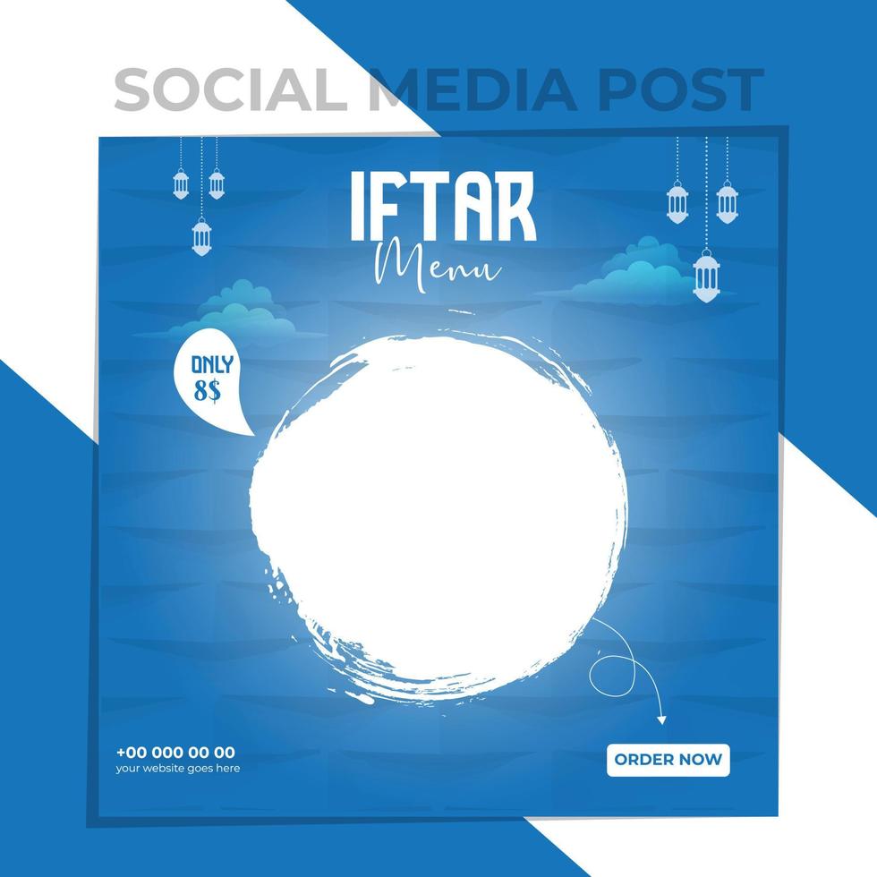 post sui social media del menu iftar colorato vettore