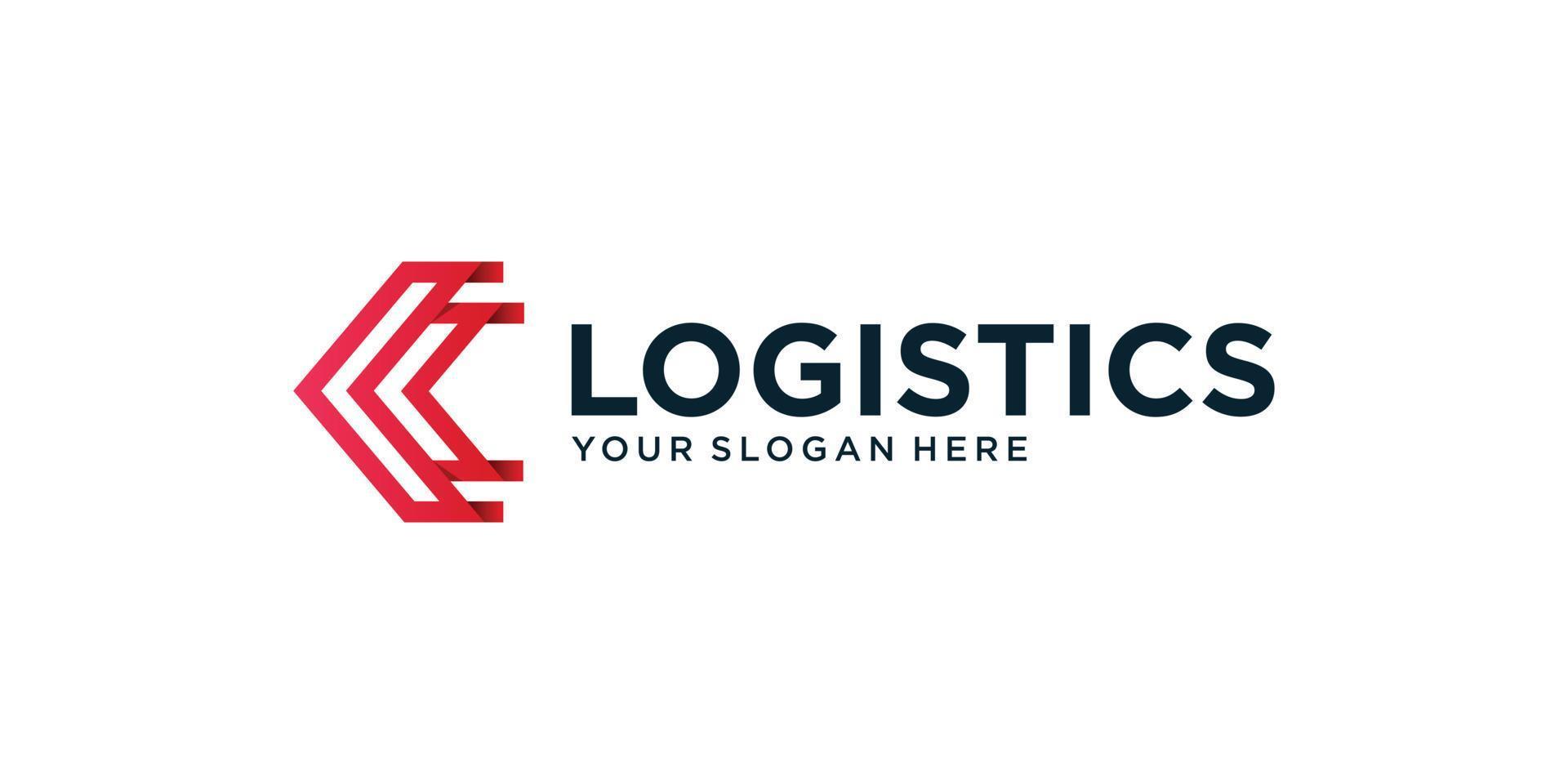 logo logistico con concetto unico moderno, trasporto, invio, consegna, modello, vettore premium