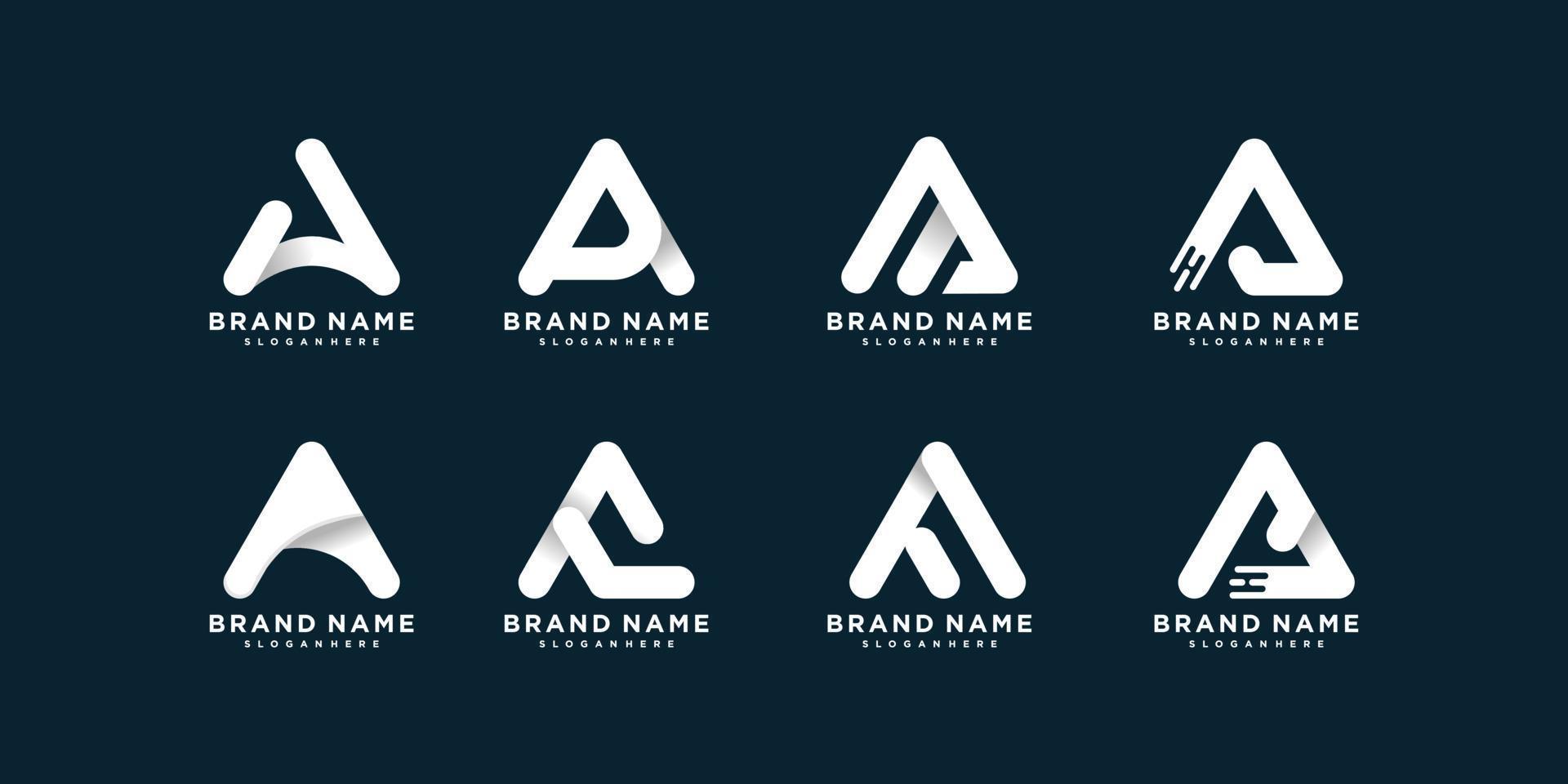 set di lettere logo collezione con iniziale a, moderno, liscio, azienda, icona, iniziale, vettore premium