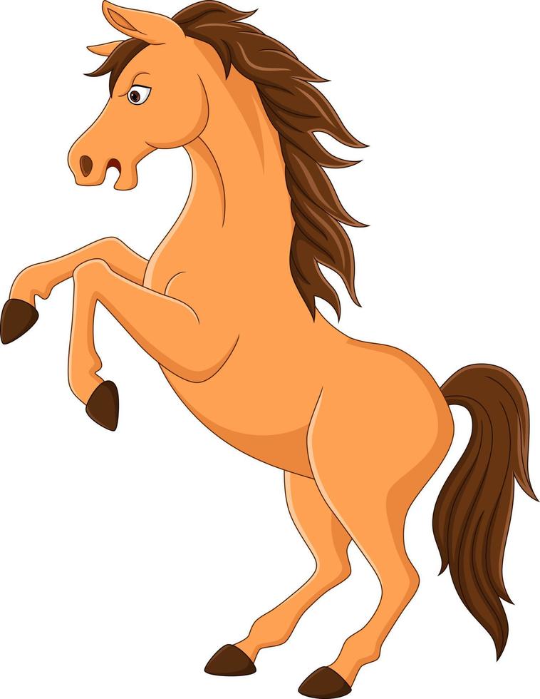 cartone animato divertente cavallo marrone in piedi vettore