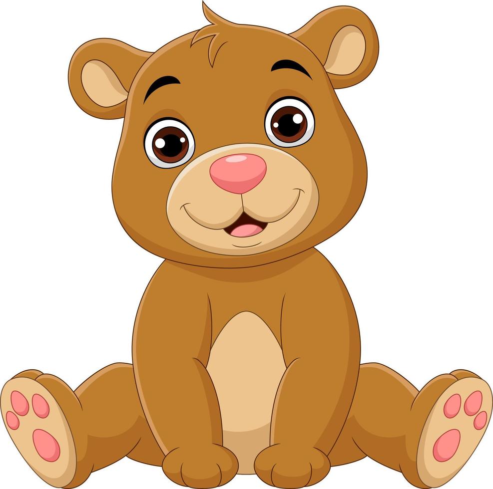 cartone animato carino baby orso seduto vettore