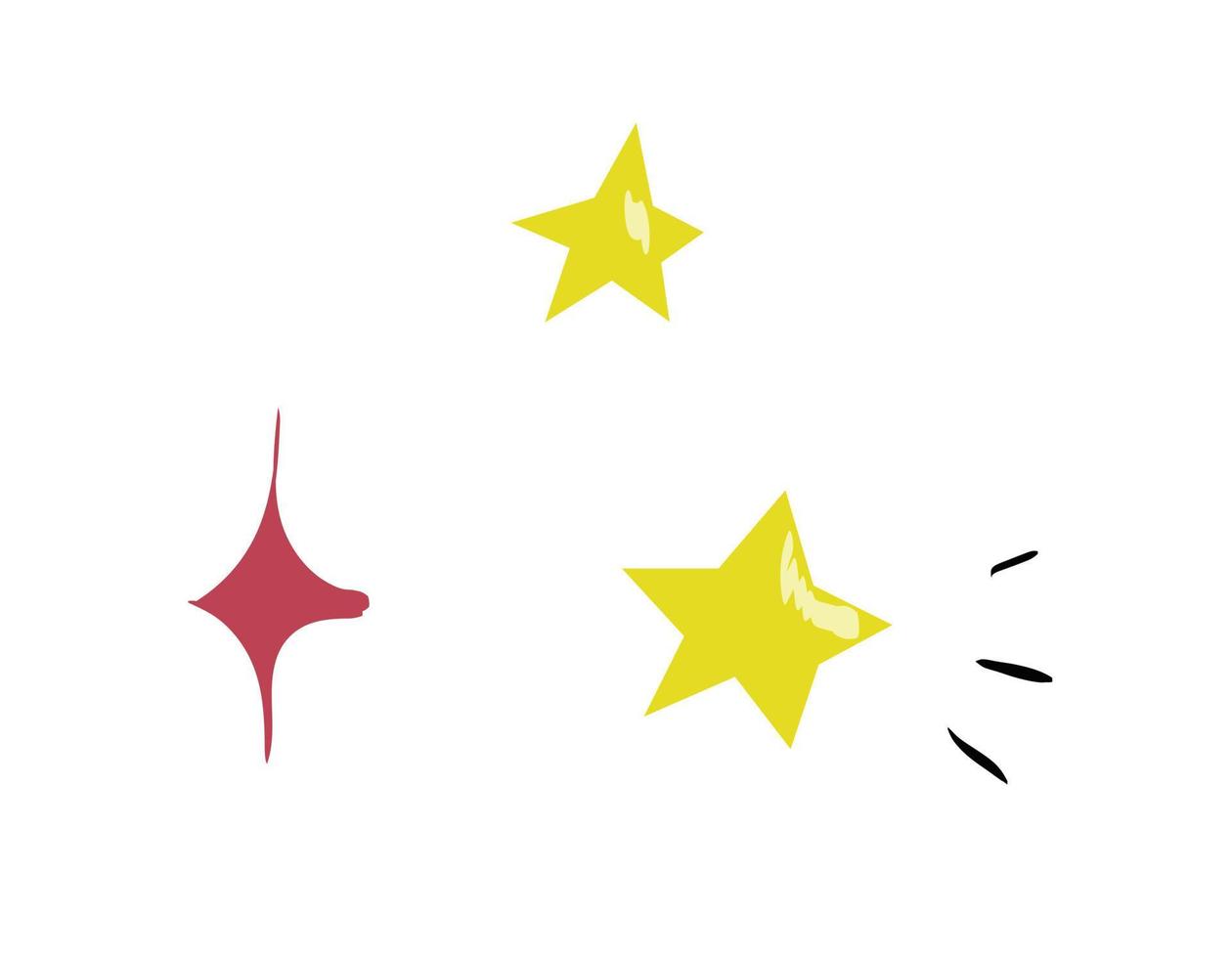 set di stelle in stile cartone animato su sfondo bianco. vettore