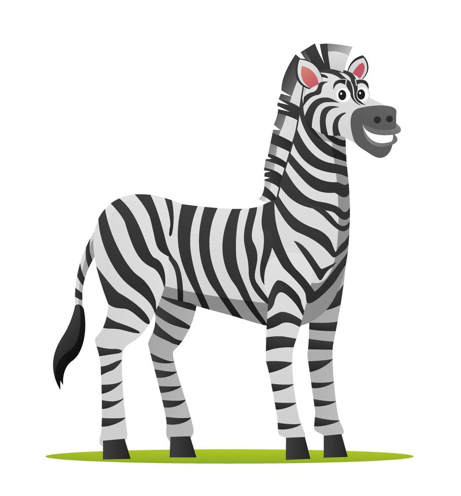 illustrazione del fumetto della zebra isolata su fondo bianco vettore