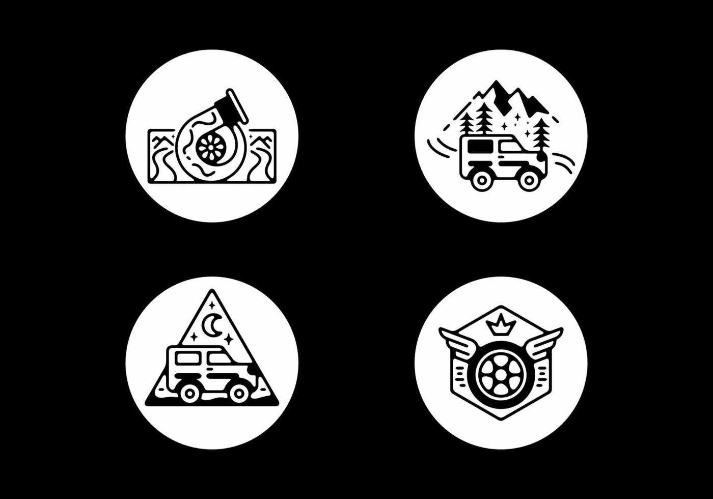 distintivo dell'icona del cerchio della collezione automobilistica di automobili vettore