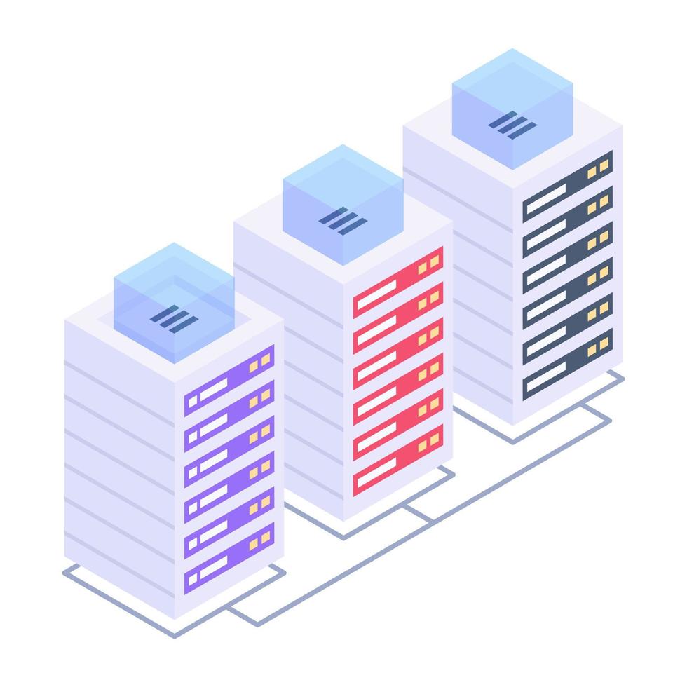 icona di stile isometrico di elaborazione del server, tecnologia cloud vettore