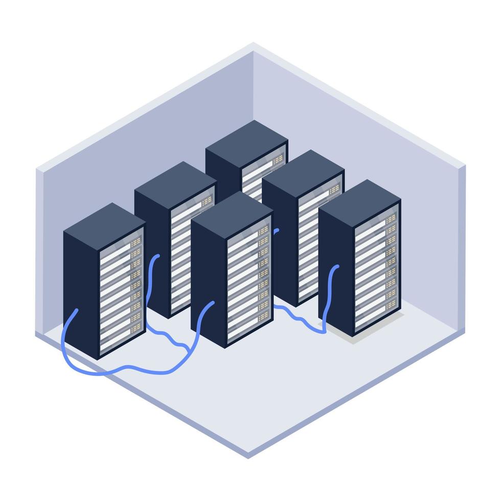 un server con un'icona isometrica a scala vettore