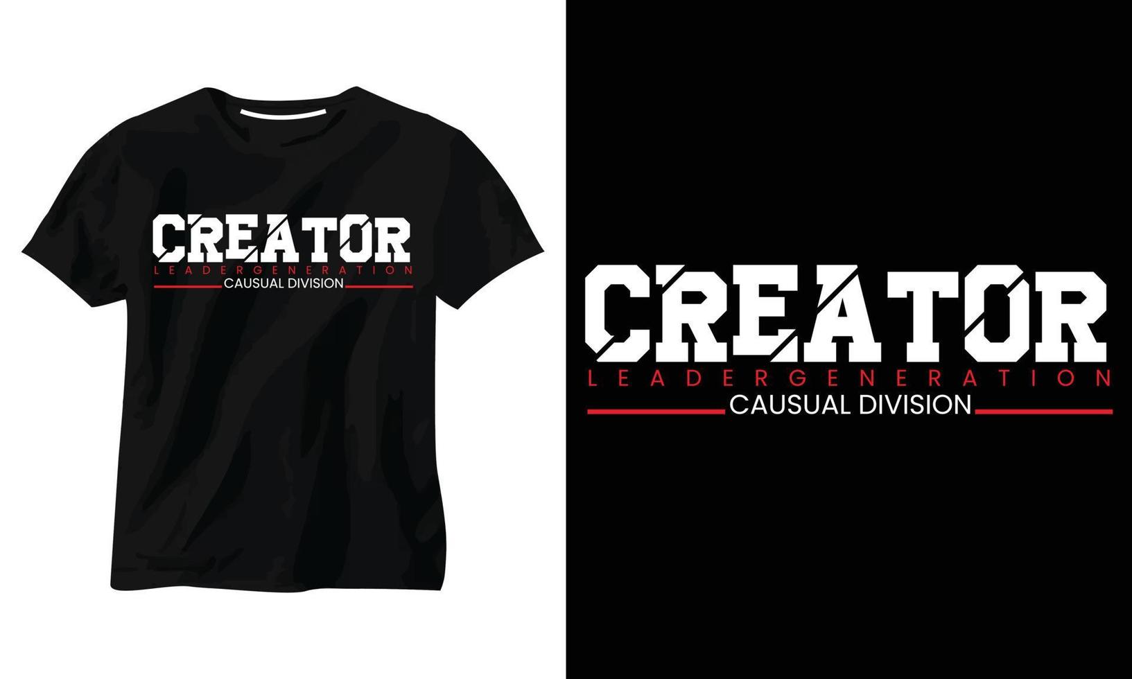 creatore leadergeneration divisione casual tipografia minimalista design t-shirt vettore