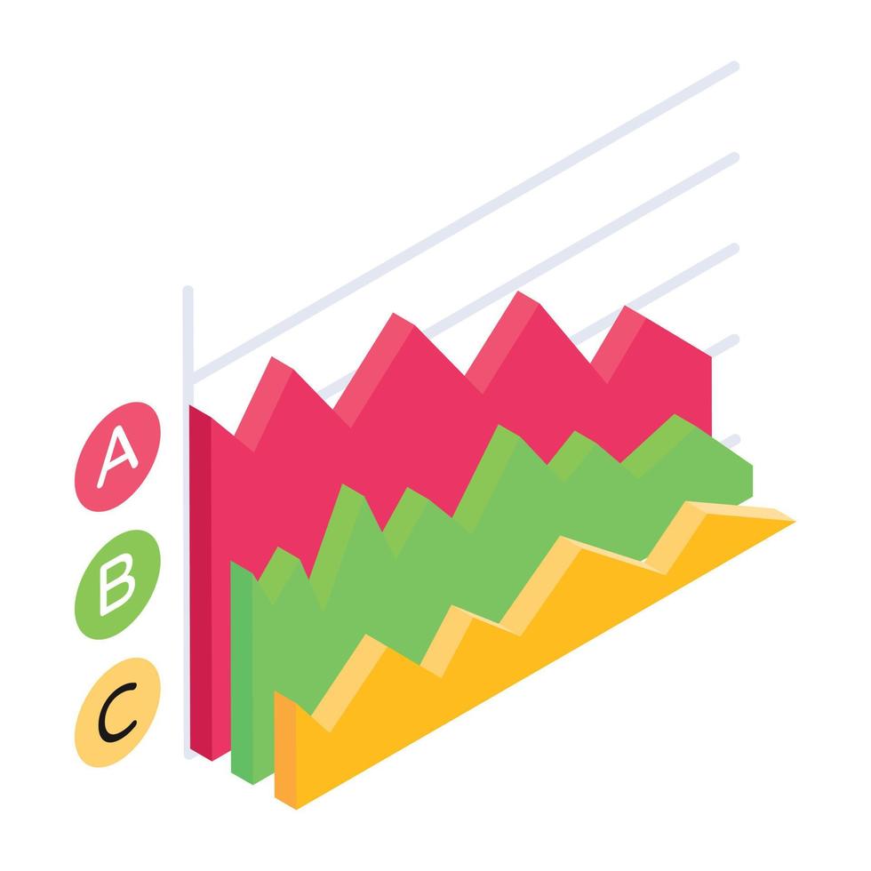 un grafico a strati su un grafico che mostra il concetto di carta delle montagne vettore