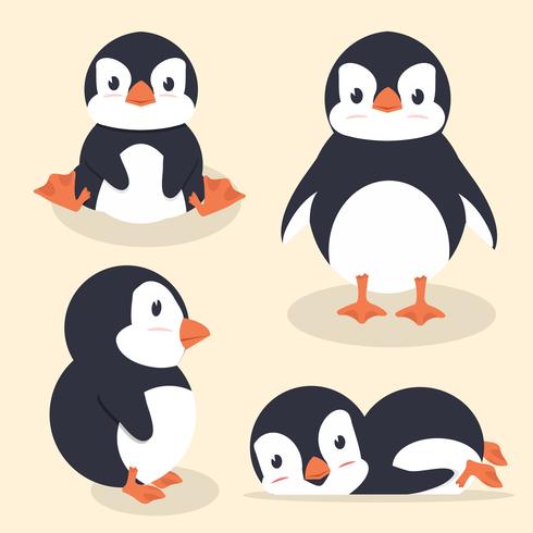 Carino piccolo pinguino insieme vettoriale