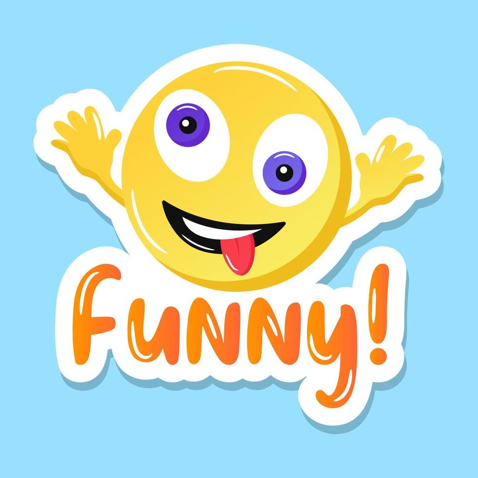 un divertente adesivo emoji dal design piatto vettore