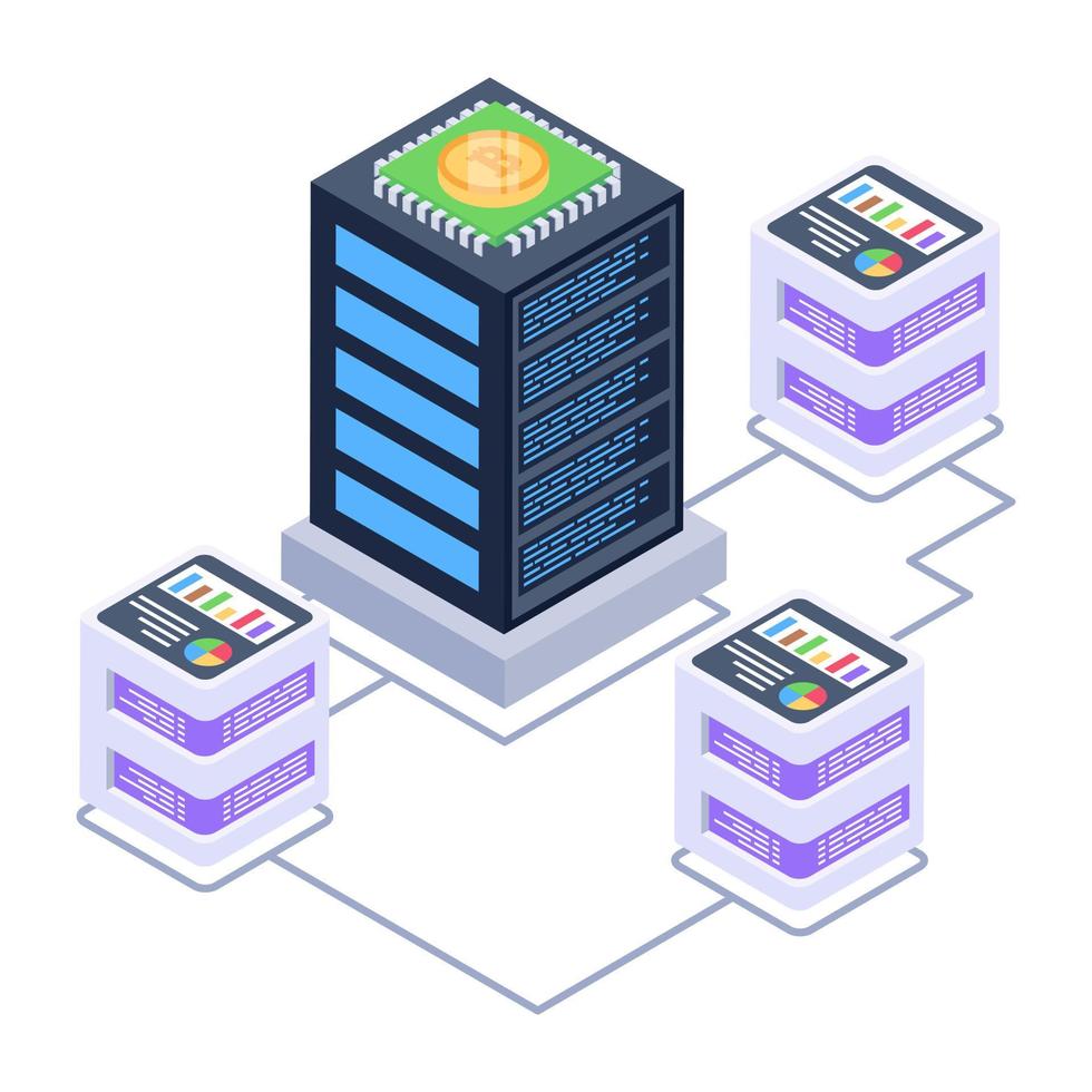 icona del datacenter crittografico in design isometrico, design modificabile vettore