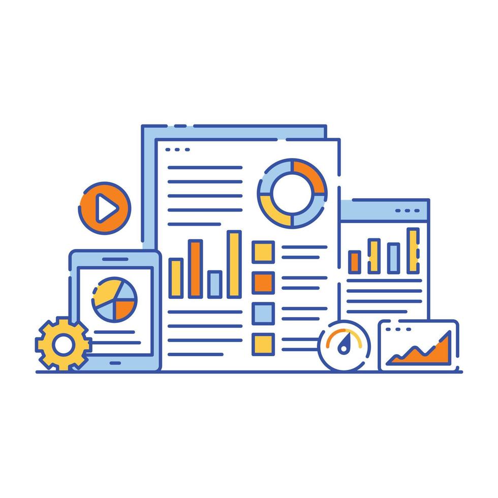 illustrazione disegno vettoriale di data mining.