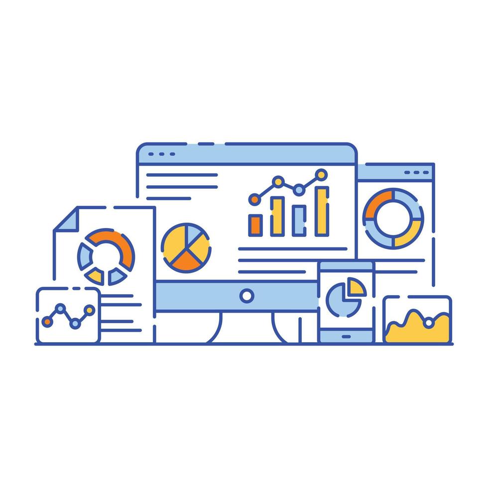 design dell'illustrazione piatta del server di database, rappresentazione grafica vettore