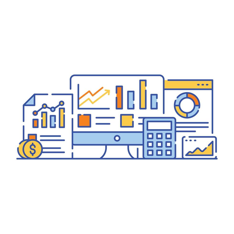 design dell'illustrazione piatta del server di database, rappresentazione grafica vettore